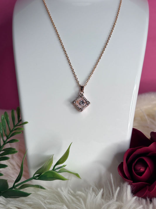 Rose Gold Geometric Square Pendant Necklace